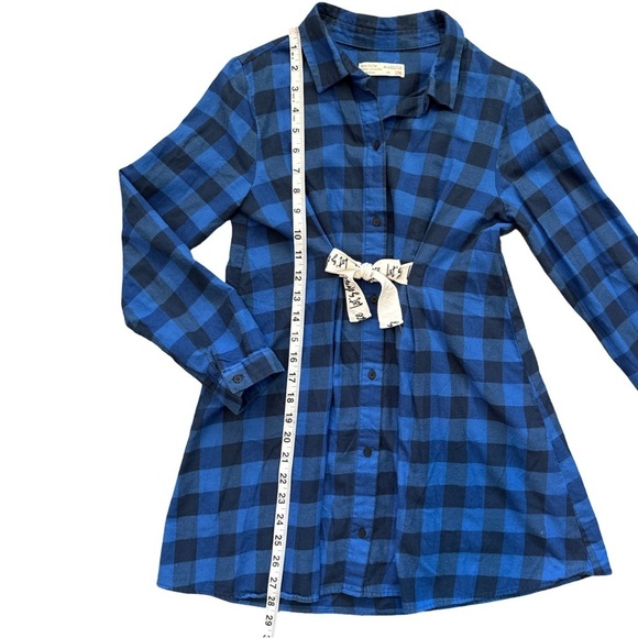 Zara Girls Blue Plaid Shirt Dress 11/12 | Let’s Dance Tie Fall Flannel Look - Picture 6 of 8